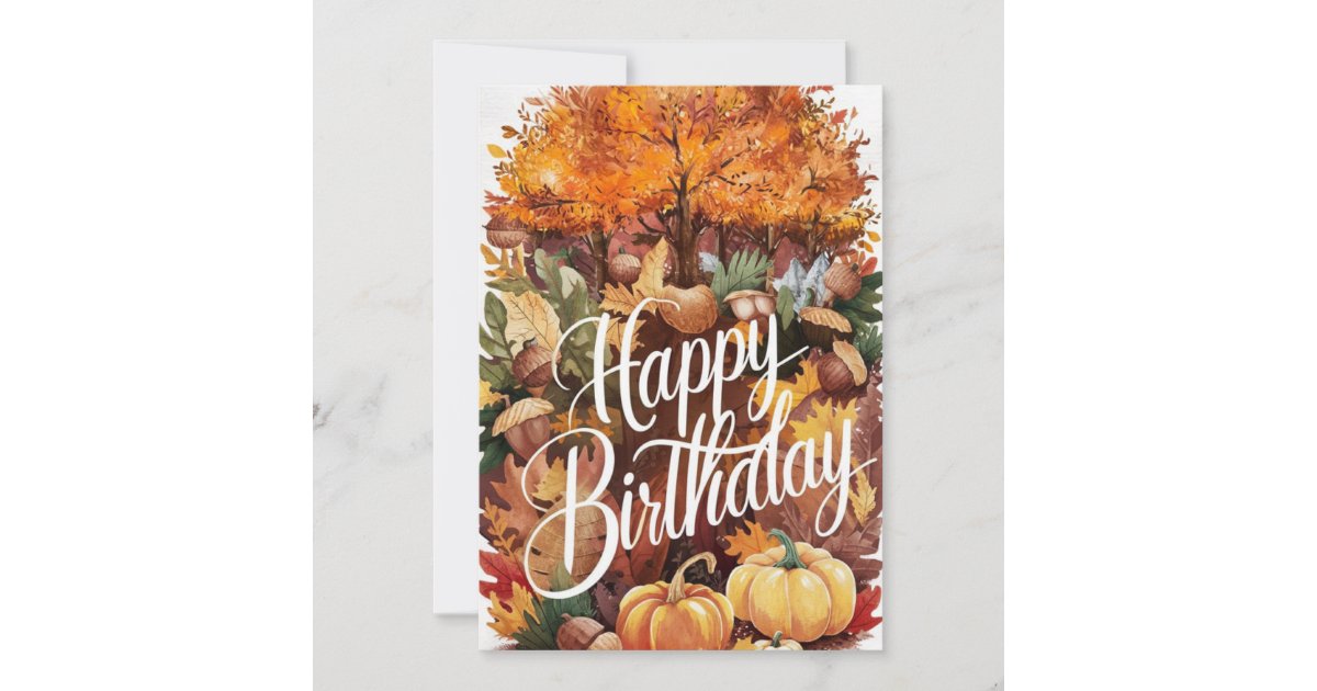 Pretty Lovely Season Autumn Fall Happy Birthday Card | Zazzle