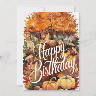 Pretty Lovely Season Autumn Fall Happy Birthday Card