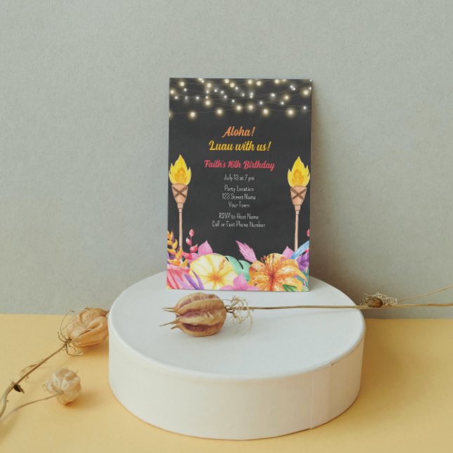 Pretty Luau Birthday Party Invitation (Creator Uploaded)