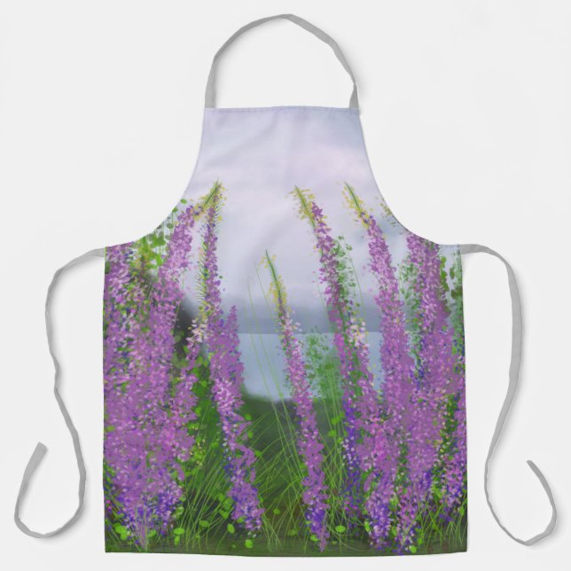 Pretty Lupine Flowers By The Lake Apron (Front)
