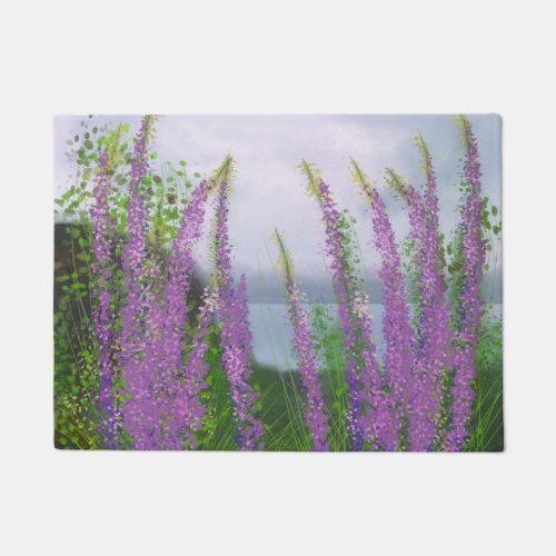 Pretty Lupine Flowers By The Lake Doormat