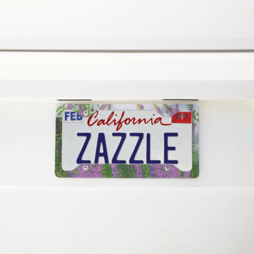 Pretty Lupine Flowers By The Lake License Plate Frame