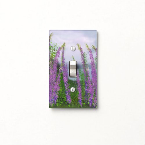 Pretty Lupine Flowers By The Lake Light Switch Cover