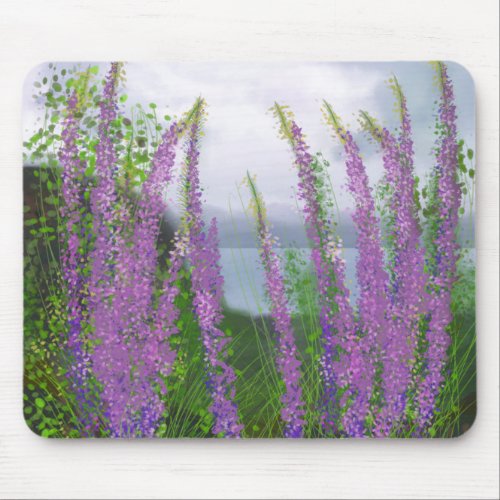 Pretty Lupine Flowers By The Lake Mouse Pad