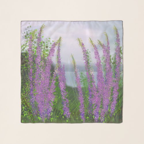 Pretty Lupine Flowers By The Lake Scarf