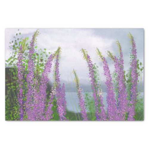 Pretty Lupine Flowers By The Lake Tissue Paper