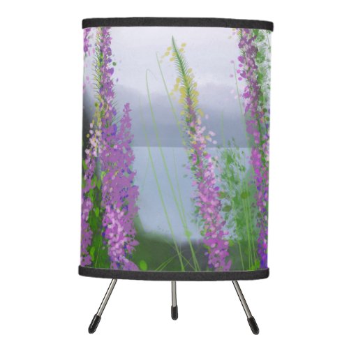 Pretty Lupine Flowers By The Lake Tripod Lamp