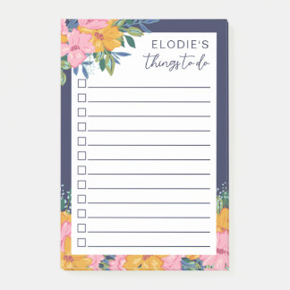 Pretty Lush Flowers - Custom Name To Do List Post-it Notes