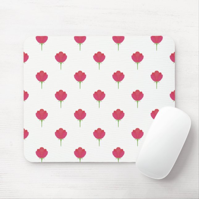 Pretty lush pink tulips pattern mouse pads (With Mouse)