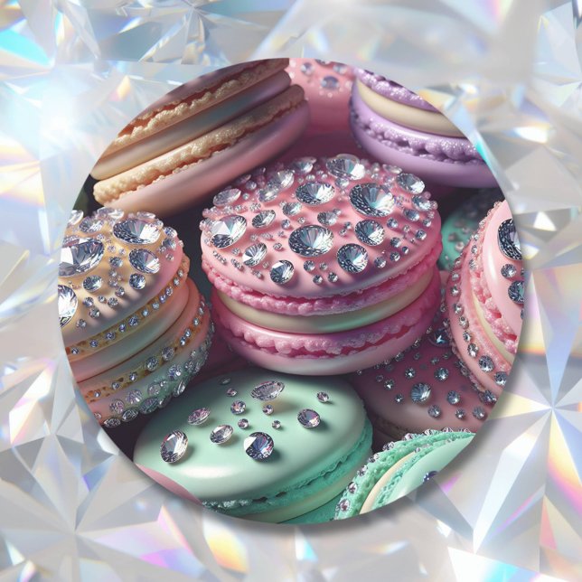 Pretty Macaron Bling Classic Round Sticker (Creator Uploaded)