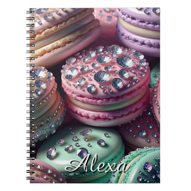 Pretty Macaron Bling Personalized Notebook (Front)