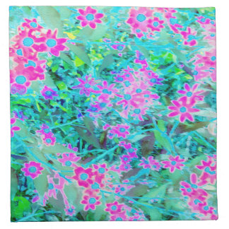 Pretty Magenta and Royal Blue Garden Flowers Cloth Napkin