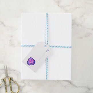 Pretty Magenta Hearts and Flowers Ten Gift Tags