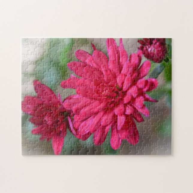 Pretty Magenta Pink Mum Flowers Puzzle (Horizontal)