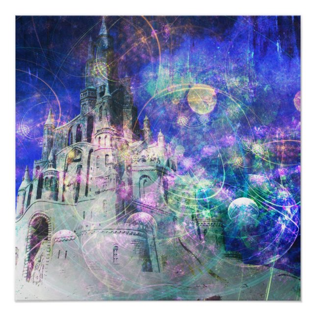 Pretty Magical Fairy Tale Fantasy Castle Poster (Front)