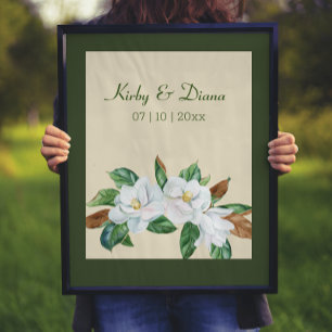 Pretty Magnolia Bouquet Wedding Sign Print