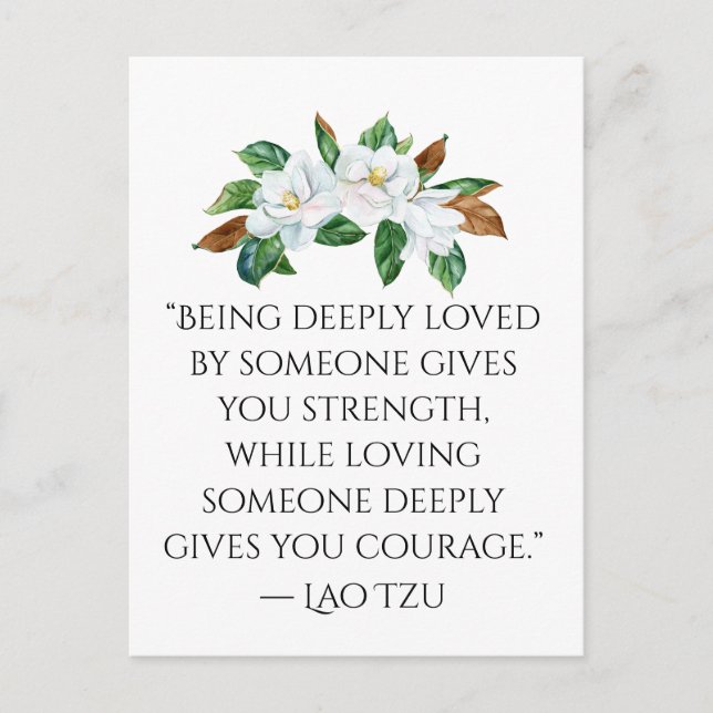 Pretty Magnolias and Deep Love Quote  Postcard (Front)