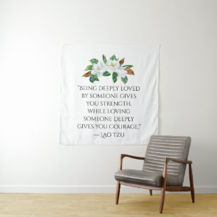 Pretty Magnolias and Deep Love Quote Tapestry