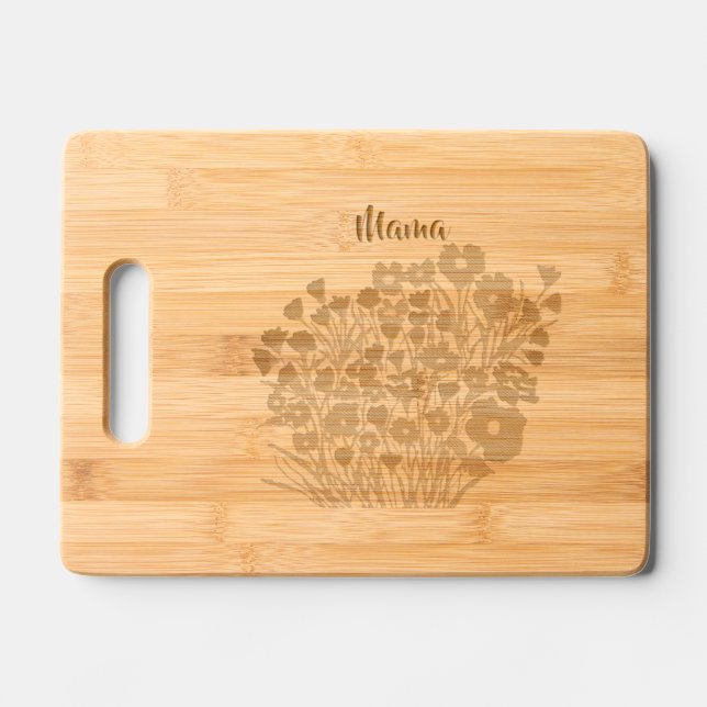 Pretty Mama Flower  Engraved Cutting Board (Front)
