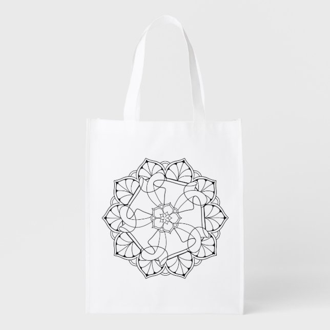 Pretty Mandala Adult Coloring Art Supplies Bag (Front)