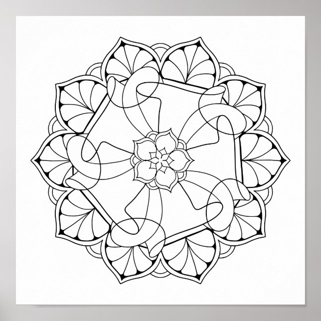 Pretty Mandala Adult Coloring Poster (Front)