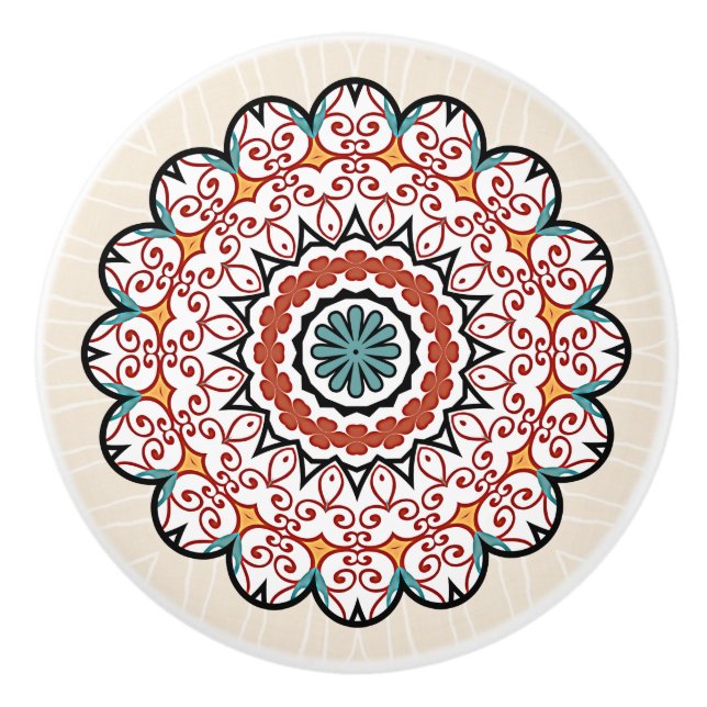 Pretty Mandala Ceramic Knob (Front)