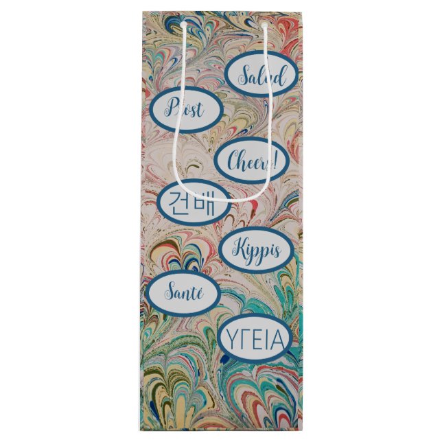 Pretty Marbled Cheers Gift Bag (Front)