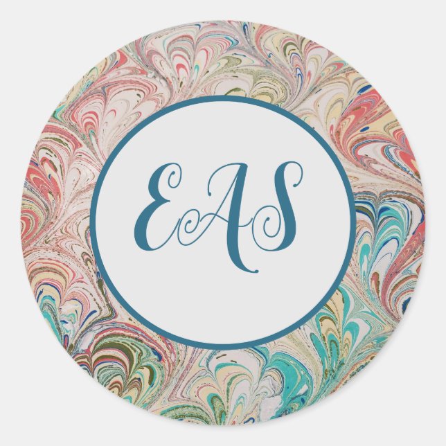 Pretty Marbled Classic Stickers with Monogram (Front)