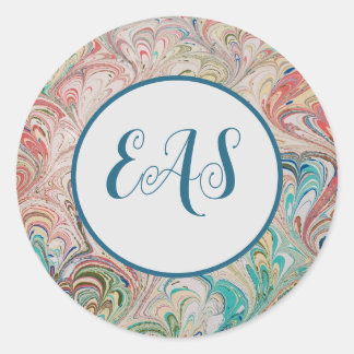 Pretty Marbled Classic Stickers with Monogram