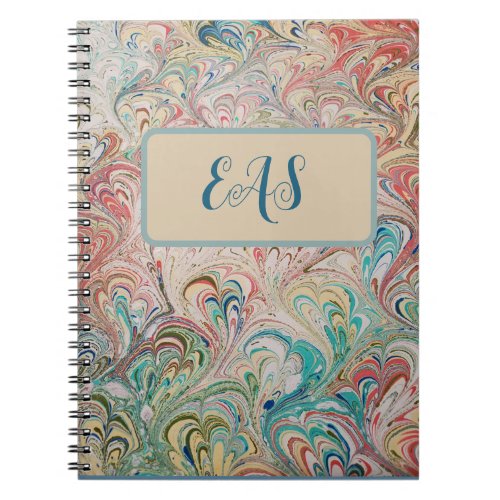 Pretty Marbled Notebook with Monogram