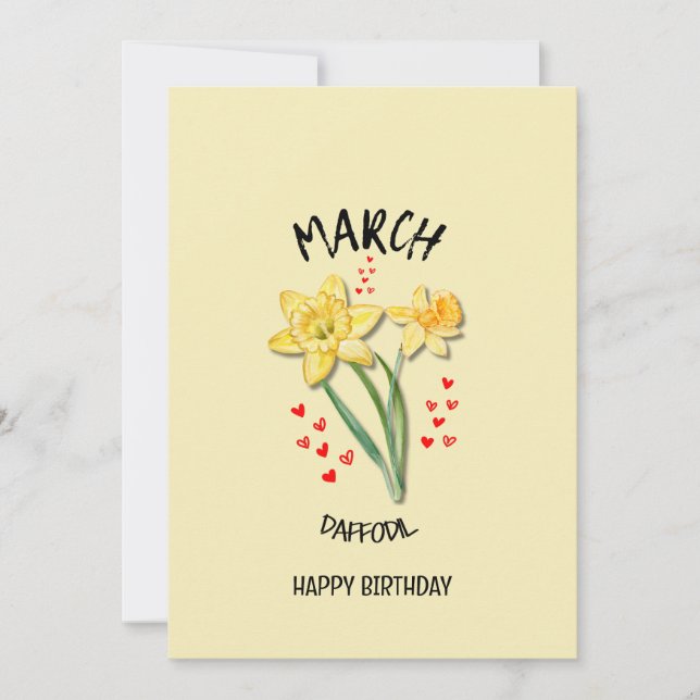 Pretty MARCH Birth Month DAFFODIL Birthday Card (Front)