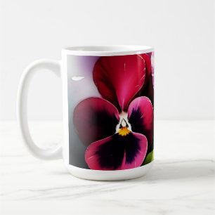 Pretty maroon daek red pansies watercolor painting coffee mug