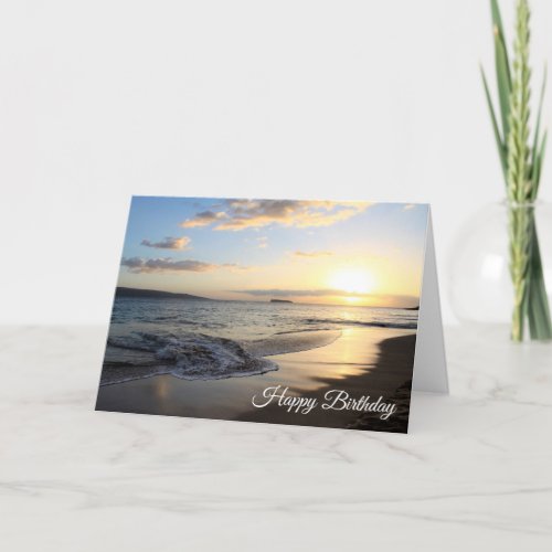 Pretty Maui Beach Sunset Birthday Card