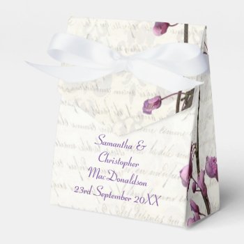 Pretty Mauve Floral Flower Blossom White Wedding Favor Boxes by personalized_wedding at Zazzle