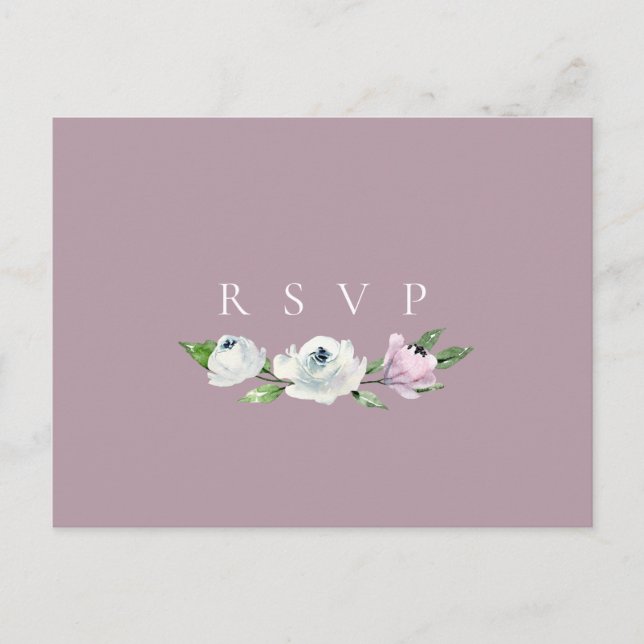 Pretty Mauve Floral Wedding RSVP Song Request Invitation Postcard (Front)