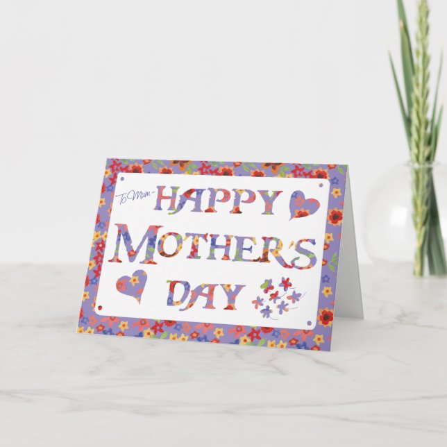 Pretty Mauve Granny Print for Mom Mother's Day Card (Front)