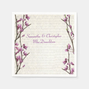 Pretty mauve lilac floral country style wedding napkins