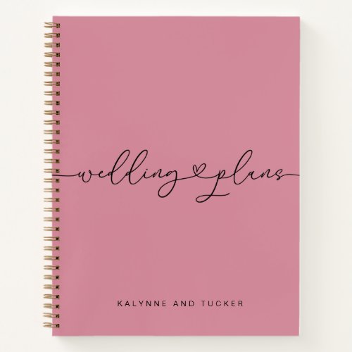 Pretty Mauve Pink Wedding Plans Heart Notebook