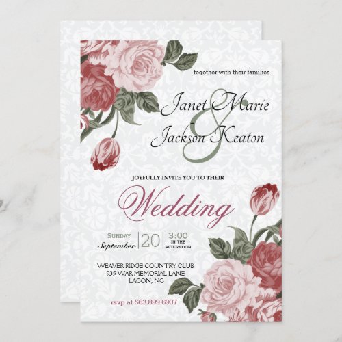 Pretty Mavue Wedding Flowers Invitation