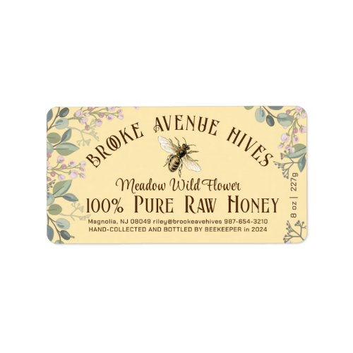 Pretty Meadow Flowers  Bee Date Harvested Honey Label