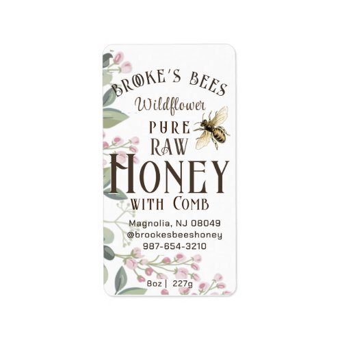 Pretty Meadow Flowers  Bee Honey with Comb Label