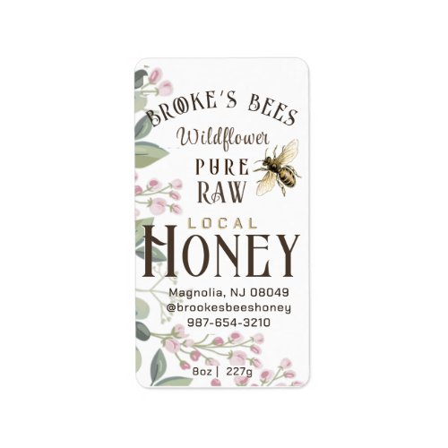 Pretty Meadow Flowers  Bee Pure Raw Local Honey  Label