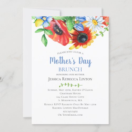 Pretty Meadow Flowers Mothers Day Brunch Invitation