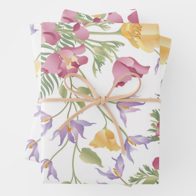 Pretty Meadow Flowers Pattern  Wrapping Paper Sheets (In situ)