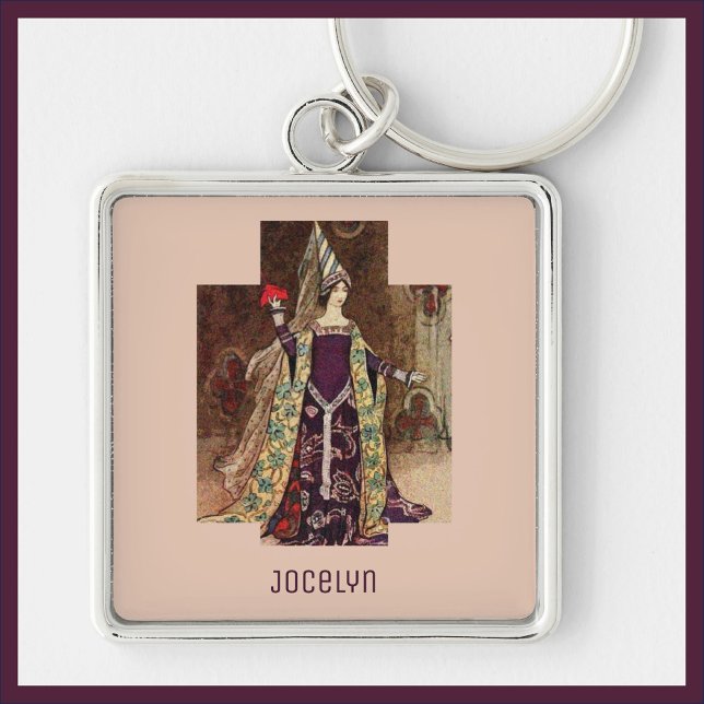 Pretty Medieval Lady Beige Keychain (Creator Uploaded)