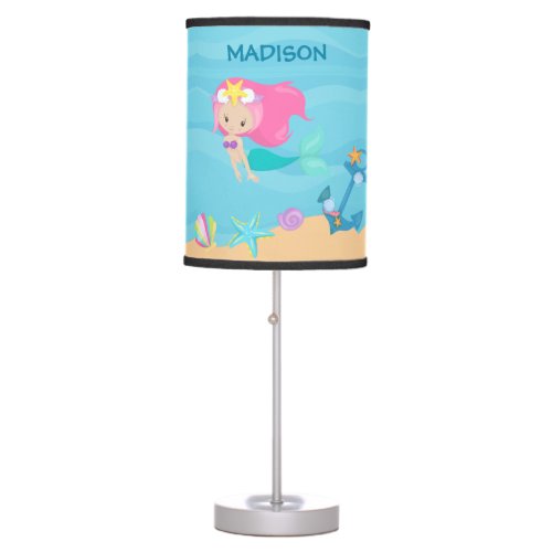 Pretty Mermaid Custom Beach House Kids Bedroom Table Lamp