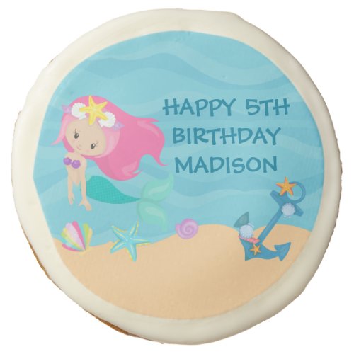 Pretty Mermaid Custom Kids Birthday Party Sugar Cookie