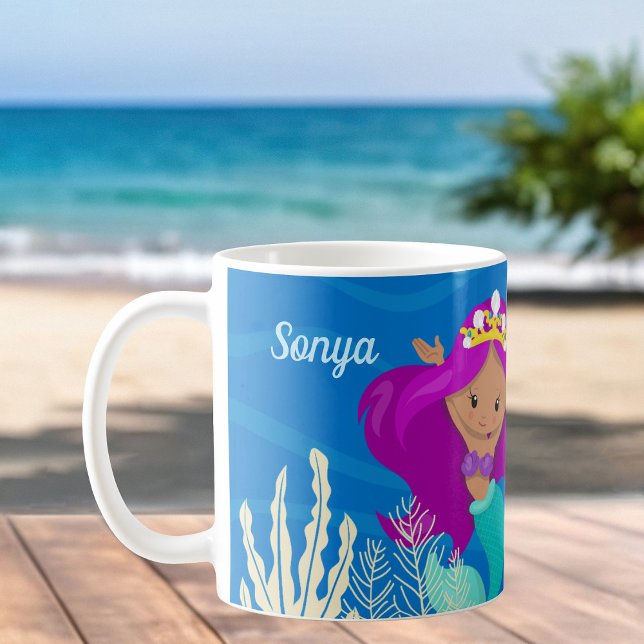 Pretty Mermaid Girl Customizable Kids Beach Coffee Mug (Creator Uploaded)