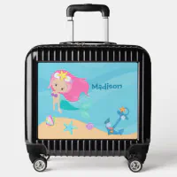 Pretty Mermaid Girl Personalized Kids Beach Trip Luggage Zazzle