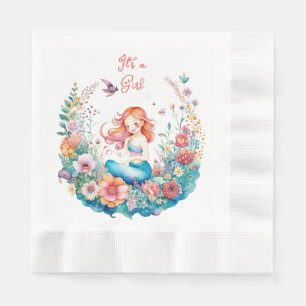 Pretty Mermaid Girl's Baby Shower It's a Girl Napkins